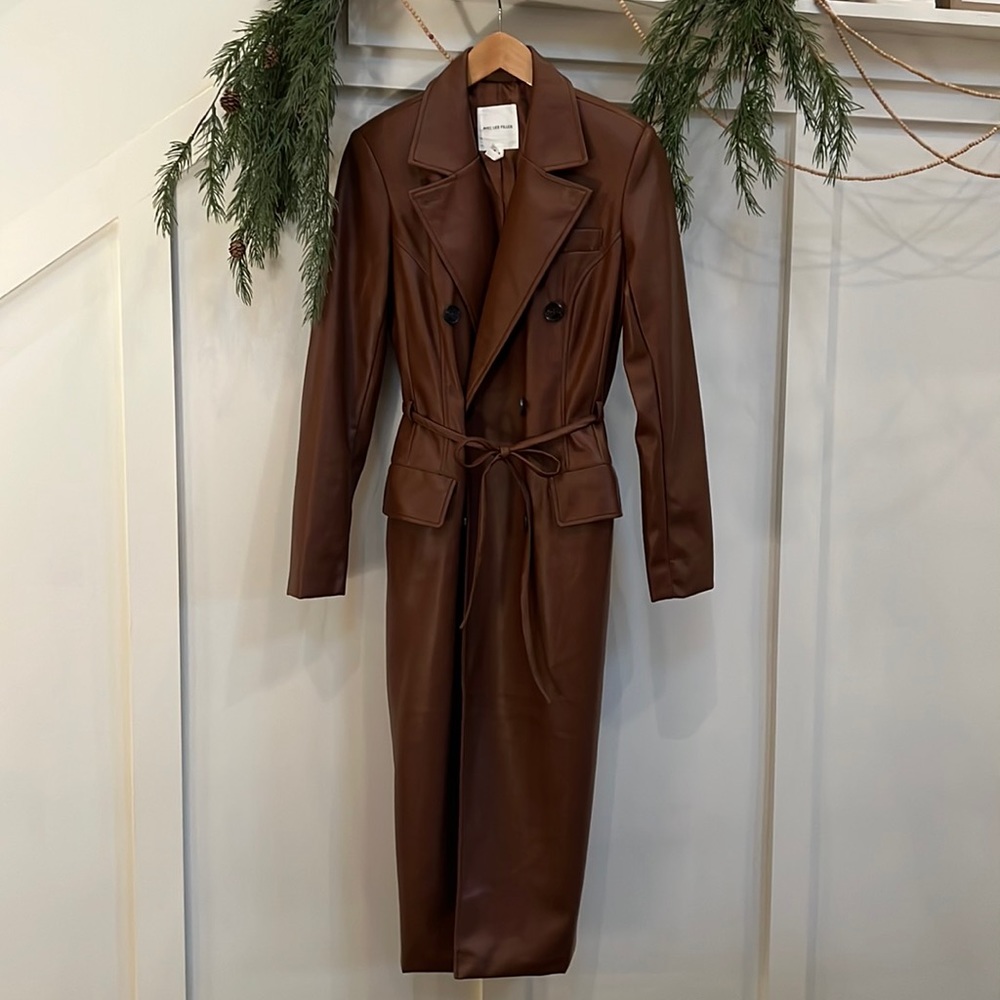 Anthropologie Avec Les Filles Faux Leather Trench Coat